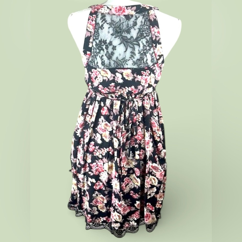 Xhilaration Black Pink Floral Button-Up Sundress Size M - Picture 3 of 4